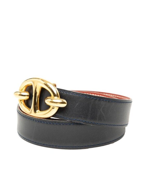 Hermes Chaine D\'ancre Reversible 65 Navy Brown Leather 1- Belt main image 6